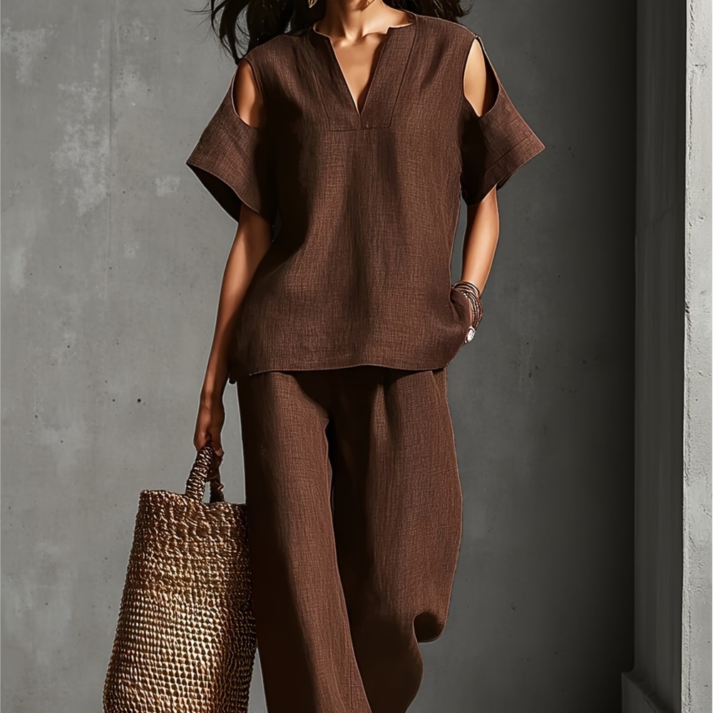 Women's Solid Color Simple Lin - Linen Pant Wide review and price
