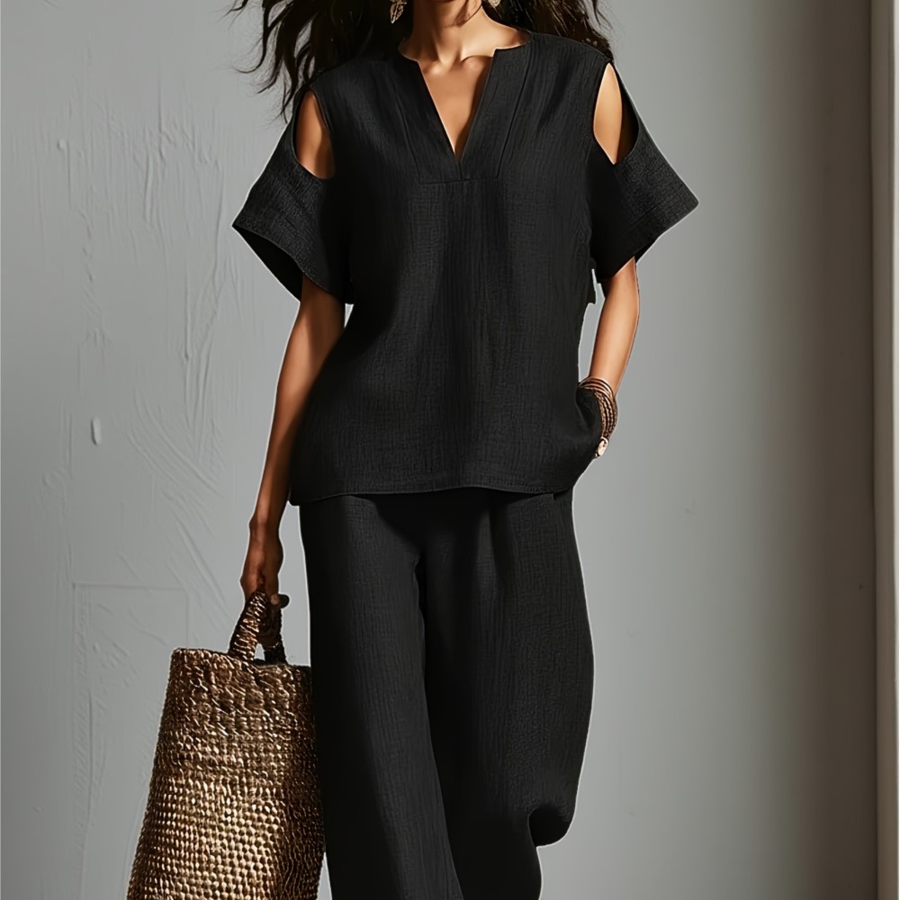 Women's Solid Color Simple Lin - Linen Pant Wide review and price
