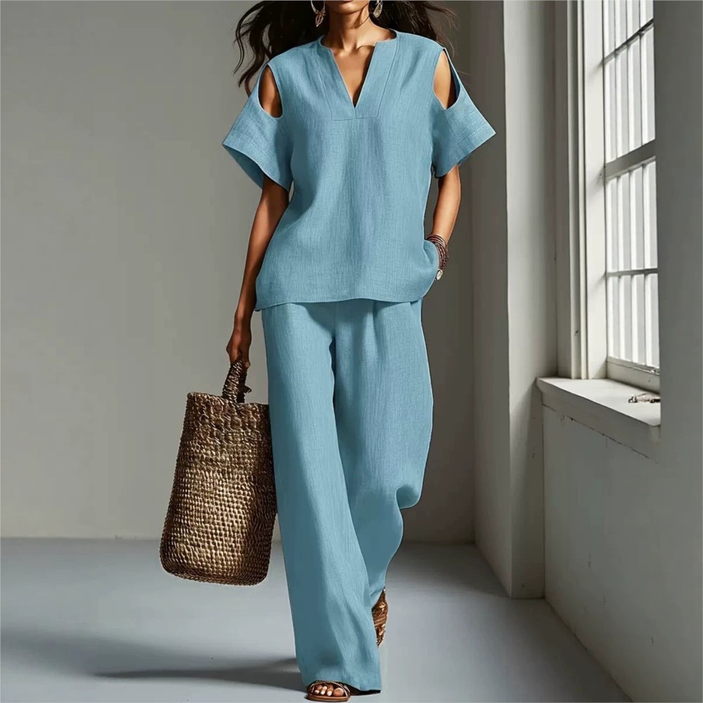 Women's Solid Color Simple Lin - Linen Pant Wide review and price