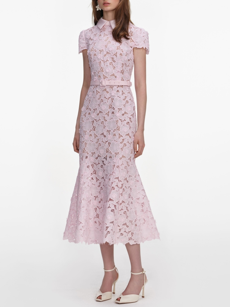 Sexy Lapel Neck Hollow Out Flo - Midi Skirt Floral review and price