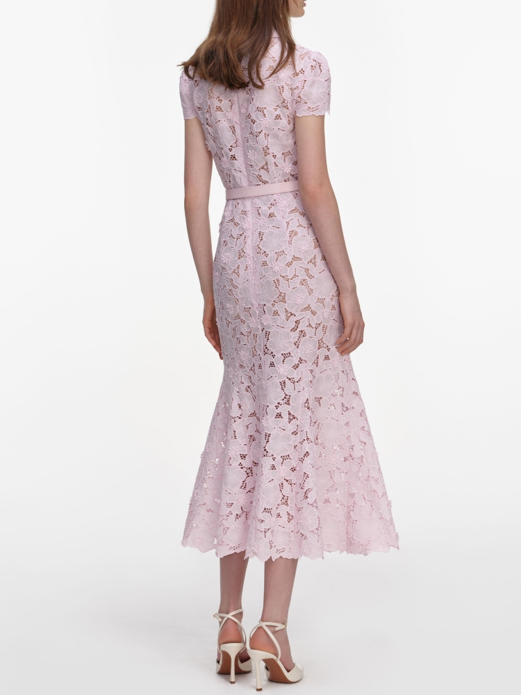 Sexy Lapel Neck Hollow Out Flo - Midi Skirt Floral review and price