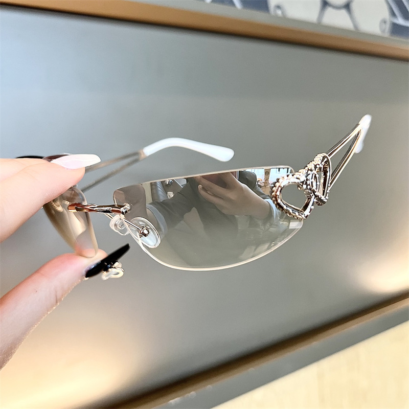 New Oval Cat Eye Frameless Mer - Sunglasses Cat Eye review and price