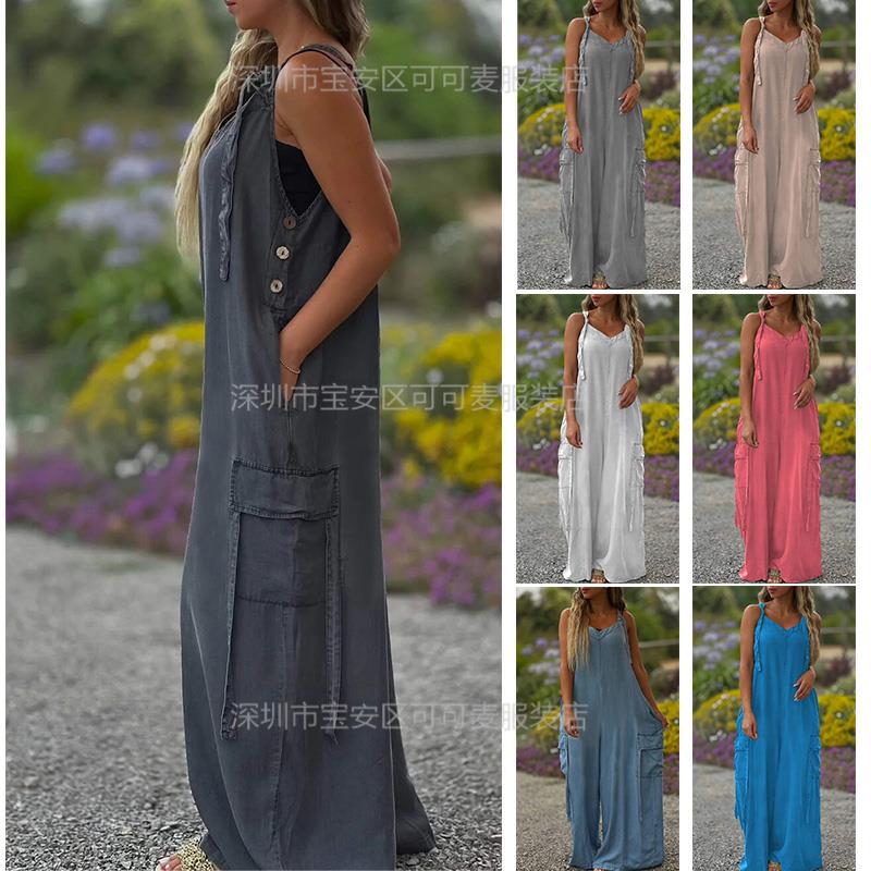 Loose Summer Jumpsuit Casual L - Jumpsuit Linen Relaxed review and price