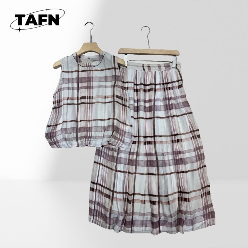 Elegant Women Checkered Two Pi - Midi Skirt Floral review and price